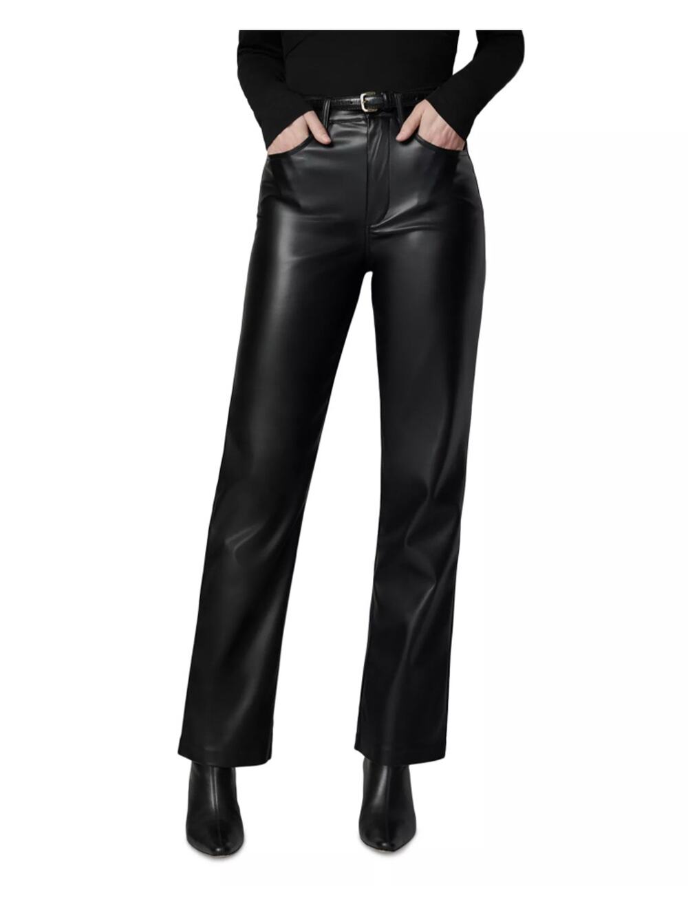 Joe's Jeans Women Black Faux Leather The Margot Casual Straight Jeans Size 27